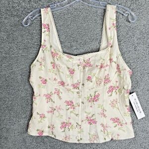Kirious Coquette Button Floral‎ Cropped Top Size Large Lined